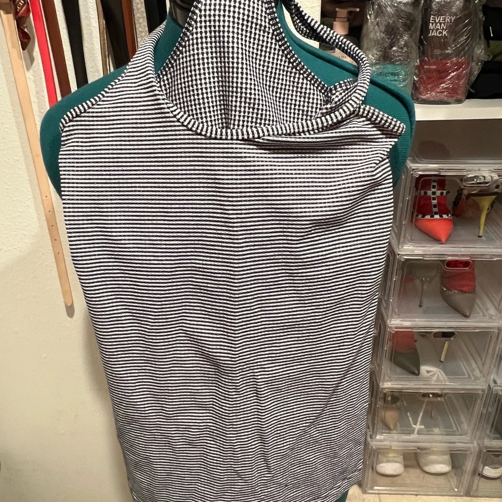 Lululemon Black and White Striped Halter Top